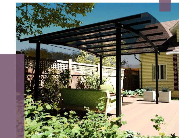 Навесы для террасы в Зеленодольске от 13196 руб. под ключ | ПРОЛЁТ-Злн