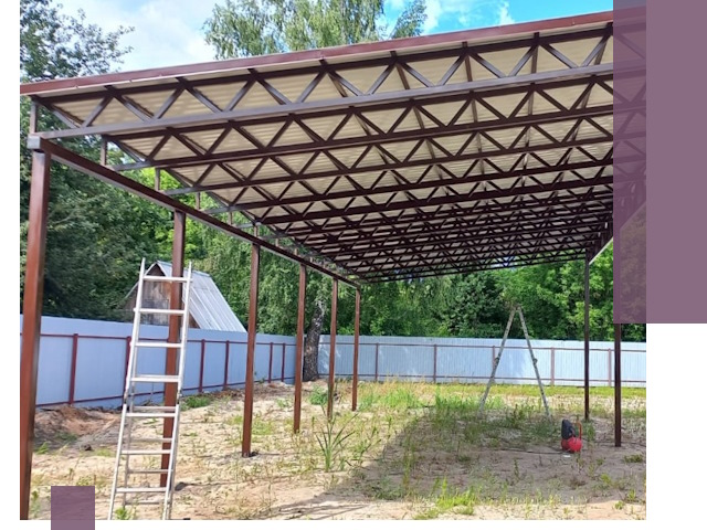 Односкатные навесы под ключ в Зеленодольске — изготовление и монтаж